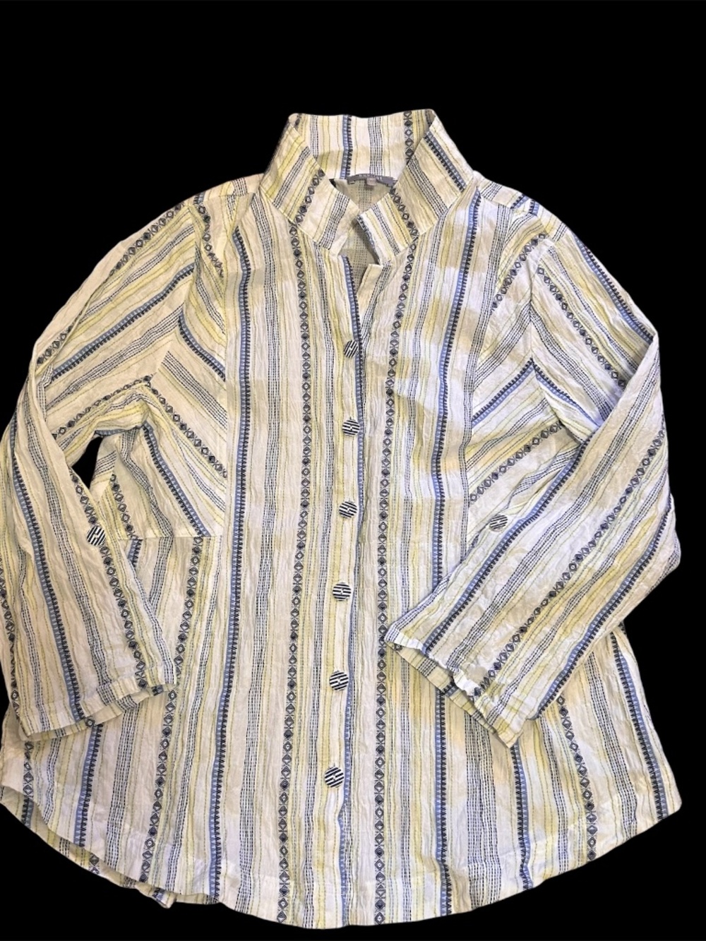 Women's Habitat Clothes to Live In Long Sleeve Button Up Cotton Blouse Size XL